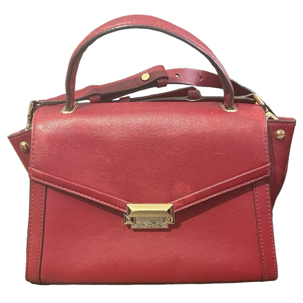 Michael Kors Leather handbag/crossbody Satchel Maroon/Gold Red Handbag